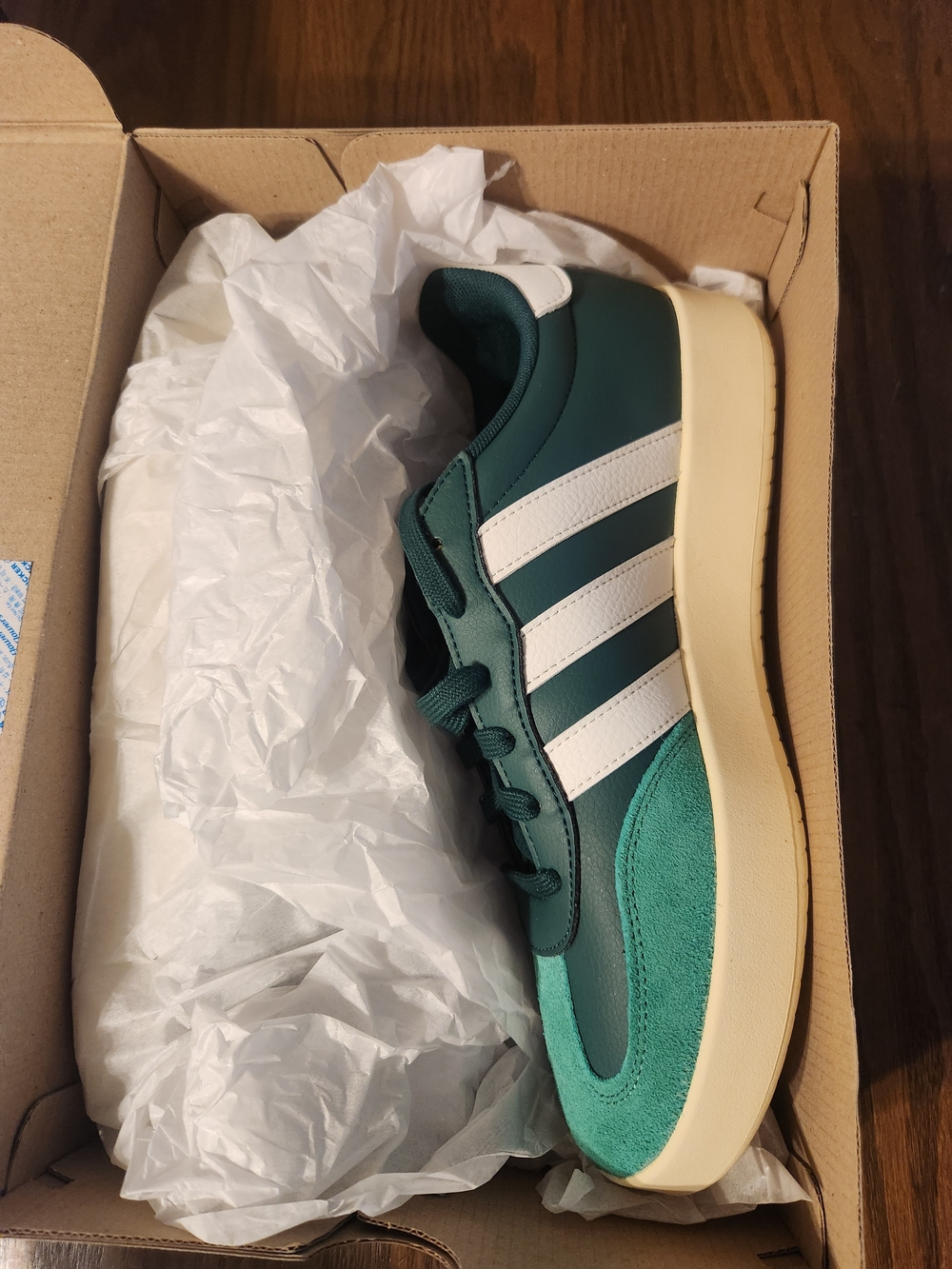 Men's Green Retro Trainer with White Stripes